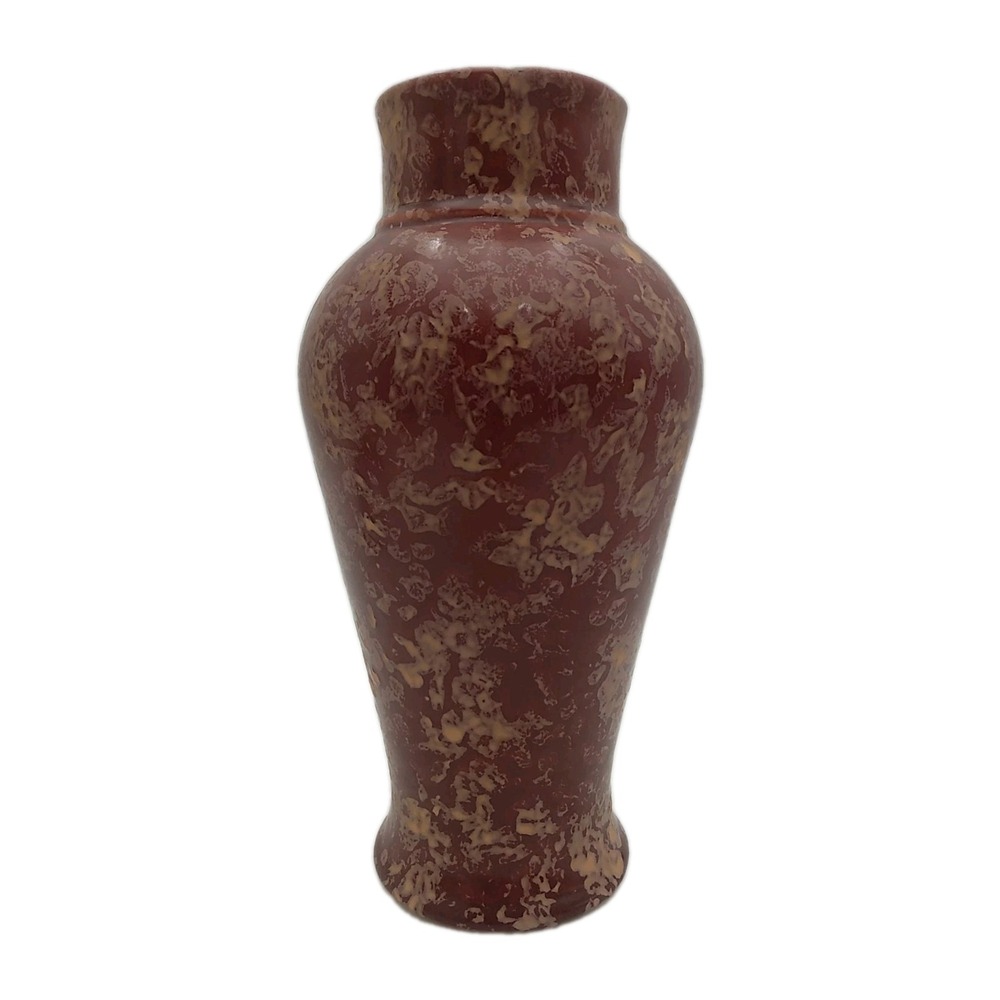 Hyalyn 823 Mottled Style Glazed Ceramic Vase 10" Burgundy And Peach
